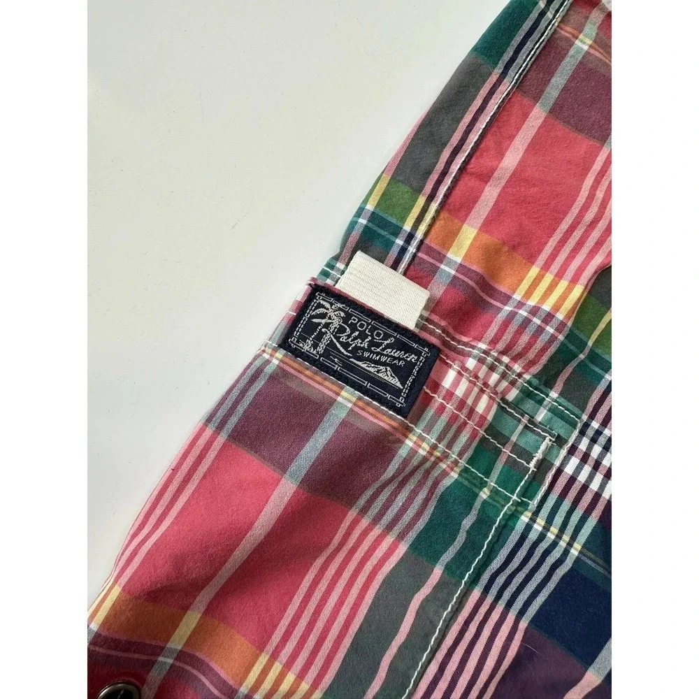 Polo Ralph Lauren Men's Swim Board‎ Shorts Swimwear Size 40 Plaid Hook & Fly